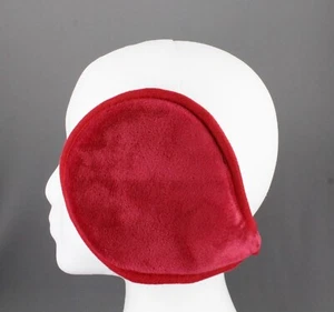 Orejeras de vellón rojo oscuro calentadores detrás de la cabeza debajo del cabello cubiertas de oreja plegables - Imagen 1 de 10
