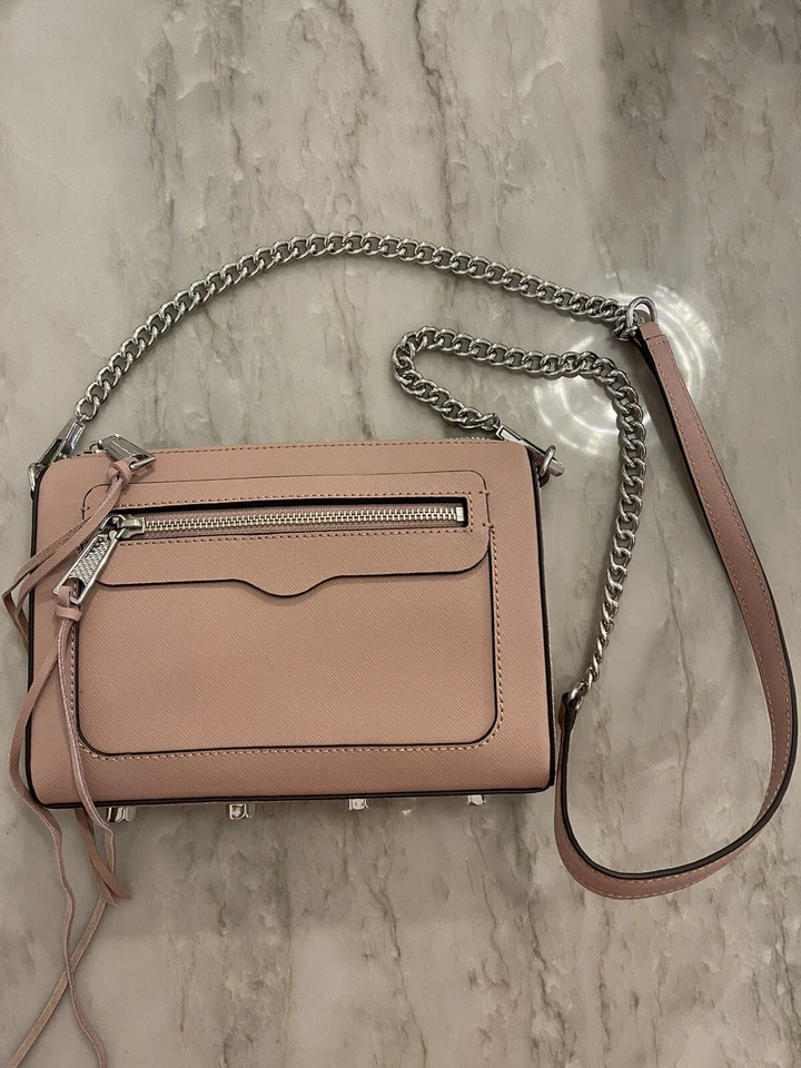 NUEVO Bolso de Mano Bandolera de Cuero Saffiano Rebecca Minkoff Avery Nude Rosa Topo Foto 1 de 4