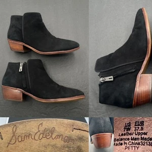 SAM EDELMAN PETTY Womens Suede Ankle boots shoes Size 7 W Chelsea Bootie - Picture 1 of 21