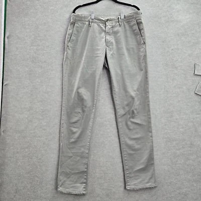 Pantalones Incotex Hombre 33 Gris Chino Sarga Calce Ajustado Patrón 30 PANTALONES 31" Entrepierna Foto 1 de 4