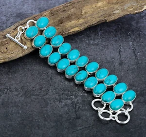 Santa Rosa Turquoise Gemstone Handmade 925 Sterling Silver Jewelry Bracelet - Picture 1 of 5