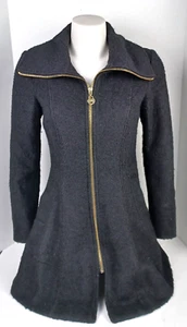 Chaqueta Guess Mujer Mezcla de Lana Negra Invierno Trinchera Sobre Abrigo Con Cremallera Completa Mascota Pequeña - Imagen 1 de 13