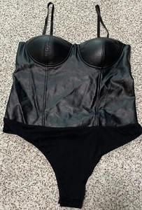 Say What Body Bustier de Cuero Sintético Motociclista Rocker Inalámbrico Cremallera Trasera Mujeres XL - Imagen 1 de 4