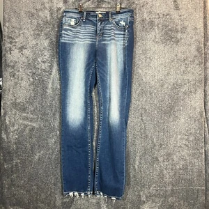 BKE Jeans Womens 30x34 Gabby Blue Curvy High Rise Straight Distressed Raw Hem - Picture 1 of 10