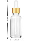 12pcs Eye Dropper 2oz 60ml Clear Glass Bottle Gold Cap Oil Storage Container