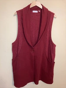 Habitat Vest Long Lagenlook Women’s Sz L Cotton Blend Brick Red - Picture 1 of 7