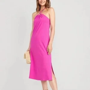 New Women’s Slub-Knit Halter Midi Shift Dress Size M - Picture 1 of 2