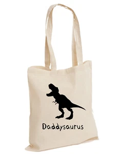 Daddysaurus Fathers Day Daddy Dinosaur Awesome Cotton Tote ( DADDYSAURUS , BAG ) - Picture 1 of 4