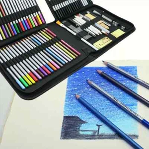 83 pcs Professional Drawing Artist Kit Set Pencils and Sketch Charcoal Art & Bag - Picture 1 of 8