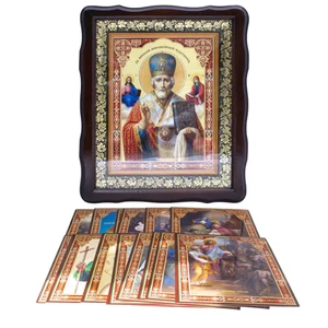 Russian Orthodox Kiot Carved Wooden Handcrafted Frame Shrine 26 Feast Icons - Picture 1 of 20