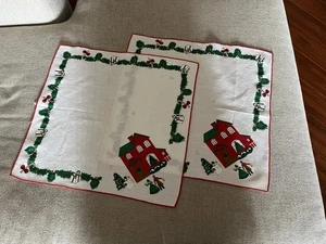 Paar Vintage Weihnachten Stoffservietten 17,5 x 16,5 - Bild 1 von 5