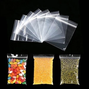 300pcs Zipper Poly Bags, Clear Plastic Zip Lock Baggies Reclosable Thicken Zi... - Picture 1 of 7