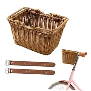 Kids Bike Basket, Front Bicycle Bike Baskets for Kids, Small Wicker Bike Brown - Picture 1 of 8