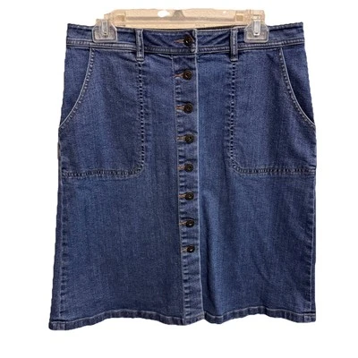 Saia lápis Vince feminina Turo denim cambraia azul botão frente cintura 32 - Imagem 1 de 4