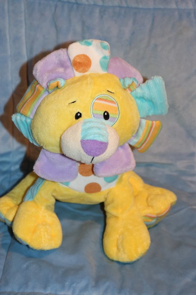 Juguete de peluche Lovey amarillo y púrpura Calamidad LEÓN Lovey seguridad para bebé Foto 1 de 2