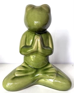 Yoga Posing Praying Frog Figurine Ceramic Home Garden Decor 3D 8.75x7” - Picture 1 of 3