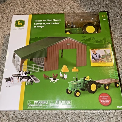 John Deere Tractor & Shed Play Set Die Cast Tractor & Wagon 37 Pieces ( LP71780) - Image 1 of 4