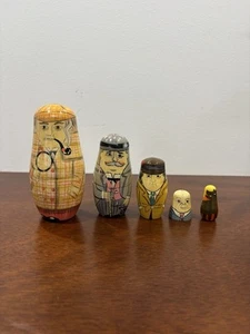 Sherlock Holmes Nesting Dolls by Authentic Models Wooden - Picture 1 of 5