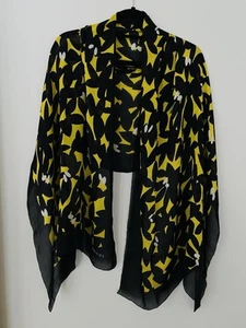 GUCCI Silk Rectangle Scarf 68”x25” Black Golden Yellow White - Picture 1 of 5