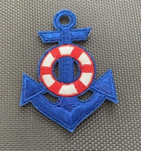 Anker mit rot weißer Rettungsboje Marine Marine bestickt Bügelbild Aufnäher Patch - Bild 1 von 2