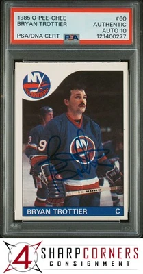 1985 O-PEE-CHEE #60 BRYAN TROTTIER HOF PSA AUTHENTIC DNA AUTO 10 - Image 1 of 3