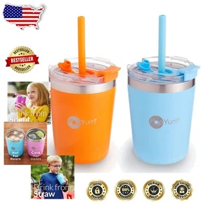 Leak-Proof Insulated Cups for Kids, 9oz - Stackable with Silicone Straws, 2-Pack - Picture 1 of 11