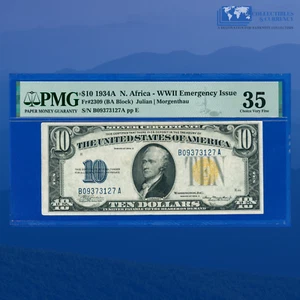 Fr.2309 1934A $10 Silver Certificate Yellow Seal "North Africa", PMG VF 35 #3127 - Picture 1 of 3