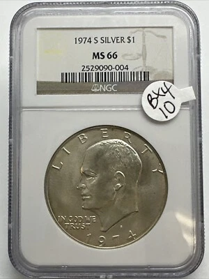 1974 S EISENHOWER SILVER DOLLAR MS 66  NGC BX4-10 - Image 1 of 4