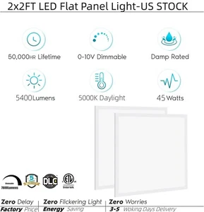2x2 LED Flat Panel Light - 45W - 120-277V - 5800Lumens - 5000K - 0-10V- Dimmable - Picture 1 of 45
