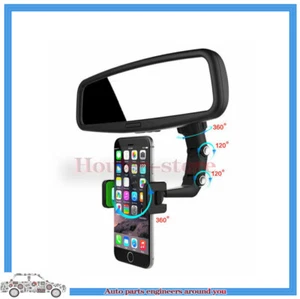 Universal 360° Rotation Adjustable Mobile Phone Holder Car Rearview Mirror Mount - Picture 1 of 12