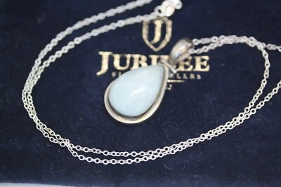 Nuevo collar gargantilla de plata de ley 925 para mujer de 55 quilates con ópalo de pera blanca mexicana de 18" Foto 1 de 4