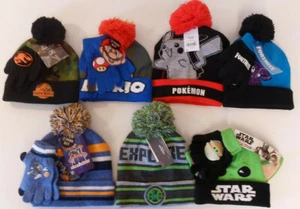 Kid Winter Hat Glove Beanie Star Wars Mario Fortnite Jurassic Pokemon Space Jam - Picture 1 of 8