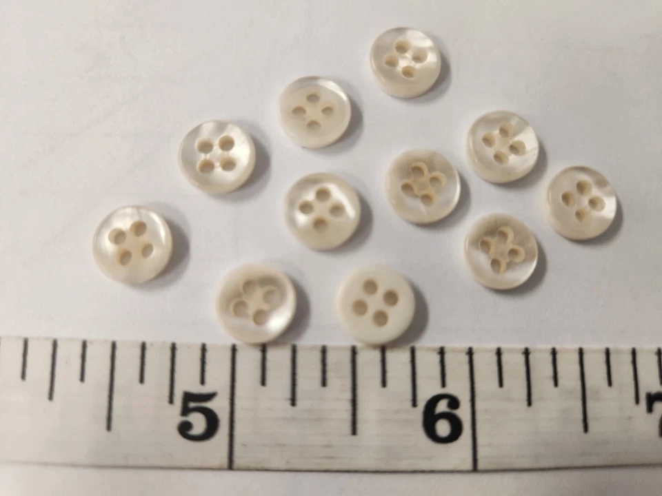 VINTAGE BUTTONS SET OF 12 SMALL EXTRA TINY DOLL PEARL WHITE TUZ3565 - Image 1 of 1
