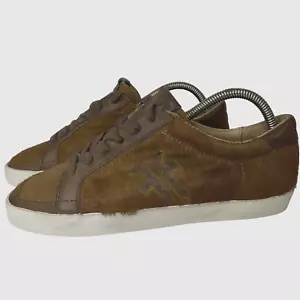 Frye Dylan sneaker donna taglia 8M pelle marrone pelo di vitello scarpa bassa pizzo cognac - Foto 1 di 12