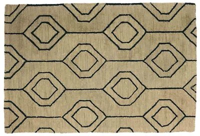 Teppich Handgefertigt 120x180 Beige Durchgemustert Handarbeit Handtuft Modern - Bild 1 von 4