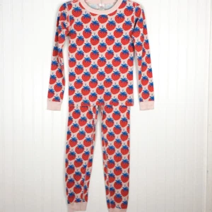 Hanna Andersson Girls 2 Piece Pajama Set Pink Strawberry Pattern 100% Cotton 12 - Picture 1 of 12