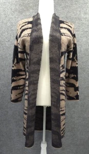 Love Token Duster Cardigan Womens XS Open Front Long Sleeve Beige Animal Print - Picture 1 of 18