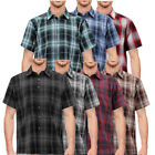 Maximos Men's Plaid Shirt Short Sleeve Classic Western Full Button Down Shirt
