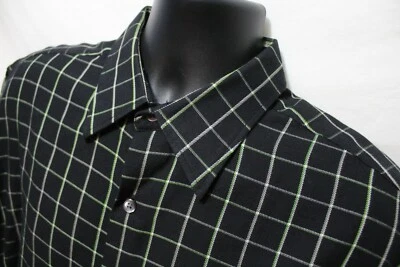 Mens Perry Ellis Long Sleeve Black & Green Plaid Shirt Sz XL 100% Cotton - Image 1 of 4