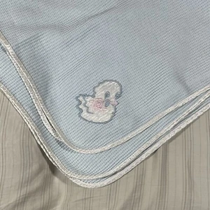 HTF Vintage Sears Duck Blue Waffle Weave Baby Blanket Thermal Swaddle Lovey B1 - Picture 1 of 9