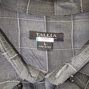 Tallia Size Large Gray Plaid Made in Italy Lightweight Button Up Collared Men's - Picture 1 of 9