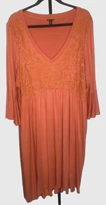 Torrid women's Dress midi flowy pockets lace empire waist dusty pink size 4X - Picture 1 of 7