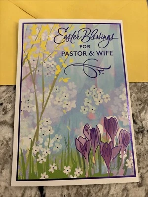 "Tarjeta de felicitación religiosa de 5,5""x8"" bendiciones de Pascua para pastor y esposa" Foto 1 de 4