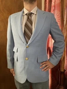 Vintage Bill Blass Mens Blazer 39R 43" Blue Sport Coat Suit Jacket 2 Button USA - Picture 1 of 14