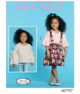 Prendas para el torso y falda McCalls para niñas, patrón de costura M7797, nuevas sin cortar, fuera de existencia talla 2-5 - Imagen 1 de 6