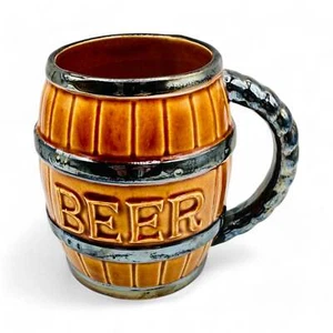 Vintage Rustic Beer Barrel-Inspired Beer Mug with Rounded Design - Picture 1 of 8