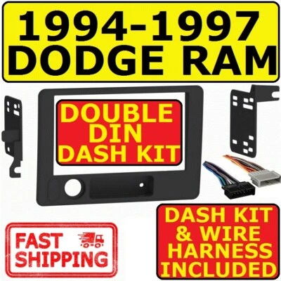 94-97 DODGE RAM DOBLE DIN COCHE RADIO ESTÉREO INSTALACIÓN TABLERO KIT METRA 95-6555B Foto 1 de 4