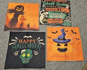 Happy Halloween Witch Decorative Throw Pillow Covers 19 x 19 Set of 4            - Picture 1 of 7