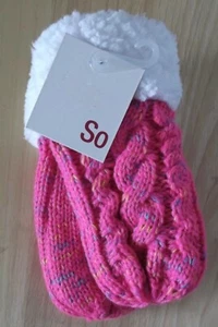 SO GIRLS PINK CABLE KNIT MITTENS - SIZE 4-6X - NEW WITH TAG - Picture 1 of 3