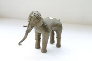 Antique Old Brass Tribal Bastar Style Fine Elephant Toy Figure Statue NH3954 - Picture 1 of 12